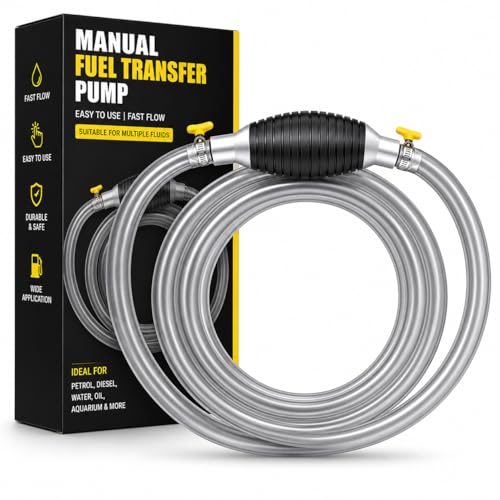 Image of Fuel Transfer Pump Kit - High Flow Manual Siphon Oil Remover Pump with 2 Meter Pipe for Petrol, Diesel, Water & Oil, Portable Liquid Transfer Pump for Car, Bike & Fish Tank (MTR 2)