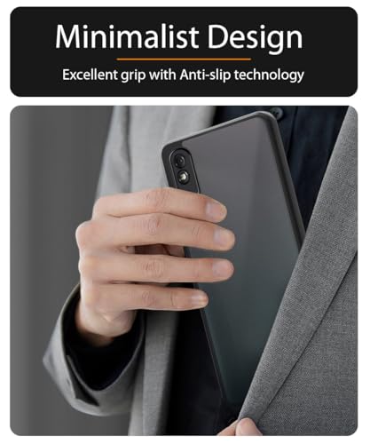 Image of WOW IMAGINE Poly Carbonate Translucent Hybrid Smoked 360 Degree Protection Protective Matte Hard Back Cover for Mi Redmi 9A 9i 9A Sport (Black Bumper)