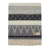 Cozy Blankets Wool Blanket | 100% Wool from New Zealand | Perfect as a Throw Blanket / Sofa Blanket | Virgin Wool Blanket with Fringes in Stripes Designs (140 x 200 cm)