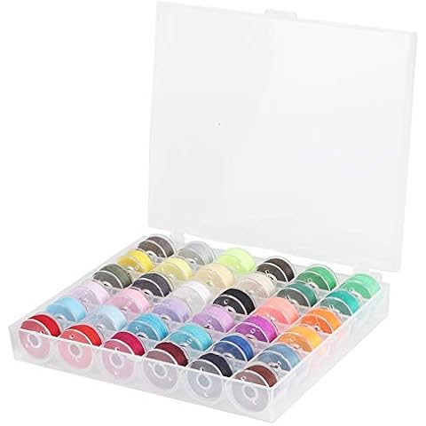 Duokon 36pcs Nähmaschinenspulen mit Aufbewahrungskoffer, transparente Spulenaufbewahrungsbox mit Buntem Unterfaden für Brother Babylock Janome Elna Kenmore Singer Nähmaschine Cover