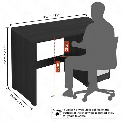 Image of ABOUT SPACE Study Table with Bottom Storage - WFH /Office Computer Table for Laptop, PC, Working, Drawing for Home Office Desk Engineering Wood(Black Mahogany & White- L 95 x B 45 x H 75 cm)