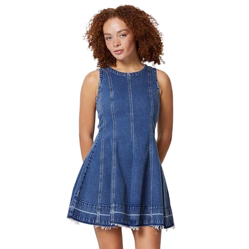 Image of Amazon Essentials Women's Fit & Flare Denim Mini Dress