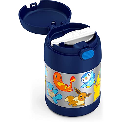 Image of THERMOS FUNTAINER 10 Ounce Stainless Steel Vacuum Insulated Kids Food Jar with Spoon, POKEMON