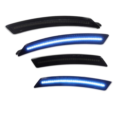 MODIPIM Blue LED Smoked Lens side marker for 2007-2013 Mini Cooper R55 R56 R57 R58 R59 R60 R61; Front Fender Lights Bumper Lamps OEM Fit Sidemarker