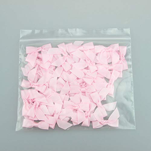Image of 50pcs Boutique 1.5 inch Pink Satin Ribbon Mini Bows for Craft Sewing Scrapbooking Wedding and Gift Wrapping