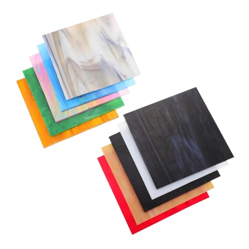 KALLORY DIY Craft Mosaic Glass Sheets 10pcs Cathedral Stained Glass Water Ripple Pattern Wall Decor Mosaic Tiles Backsplash