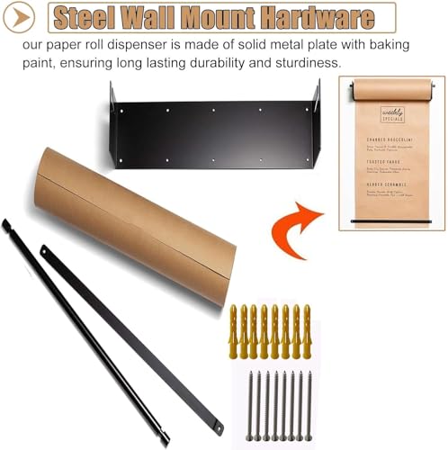 Distributeur de rouleaux de papier kraft mural avec cutter – Pratique pour la cuisine, les travaux manuels et l'emballage