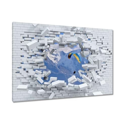 Peinture imprimée sur toile déco murale grand format saut parachute