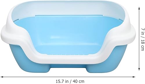 Miniatura 2 de UKCOCO Caja de arena para inodoro para gatos bandeja de arena semicerrada para gatos con cuchara bandeja de arena de plástico para gatos cómoda caja