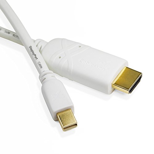 Cablesson Mini DisplayPort to HDMI Cable 1m for LCD TV Supports Audio New Thunderbolt Port Full HD 1080p 24k Gold Plated - White - Image 4