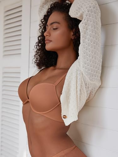 Image of Deyllo Women's Push Up Underwire Bra Super Padded T-Shirt Bra Add Two Cups