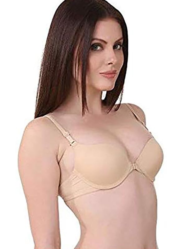 Image of Brachy Front Closure Push-Up Bra for Women, Padded Wired Seamless T-Shirt Bra, Multiway Strap Bra Invisible Fit