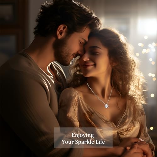 Image of ForeverLove Heart Necklaces for Women, 4-2 Carats Heartshap Moissanite, Silver Pendant Jewelry, Anniversary Birthday Gifts for Wife, Girlfriend, Daughter, Mom