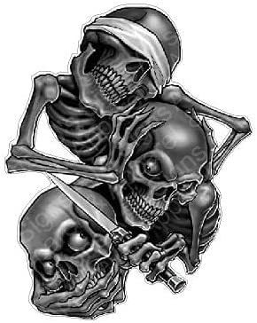 Hear No Evil See No Evil Skull Vinyl Sticker Decal Cars Trucks Vans Walls Laptop