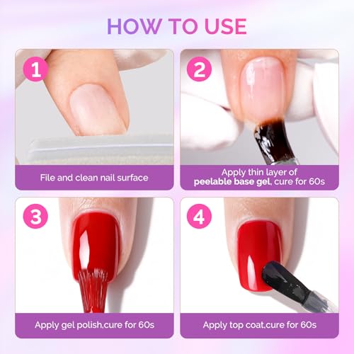 Image of MelodySusie 15ML Clear Peel Off Gel Base Coat for Gel Nail Polish, Upgraded Formula Long-Lasting Soak Off-Free Easy Removal without Damage,stronger adhesion,essential for Home DIY and Nail Salon