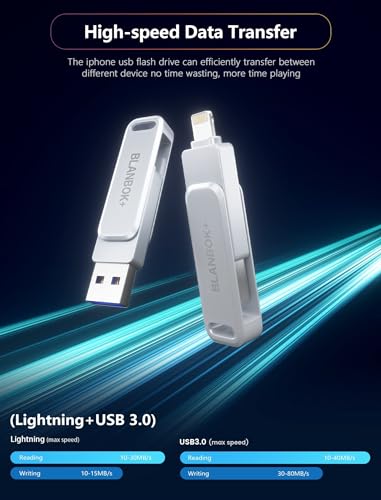 Blanbok+ BLA-001 Mfi Certified Flash Drive 256Gb For Iphone Usb Memory Stick Thumb Drives High Speed Usb Stick,Photo Stick External Storage thumb #5