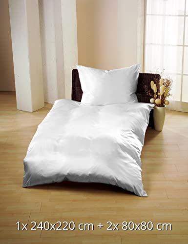 Juego de funda nórdica blanca para cama 135 y 150 de microfibra suave con dos fundas 80x80 cm 3