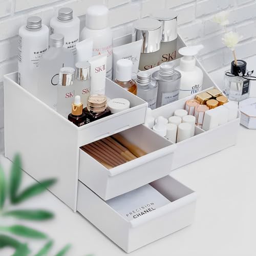 Organizador Maquiagem Escritório Mesa Cosméticos Porta Treco Gaveta Caneta Multiuso (Branco)