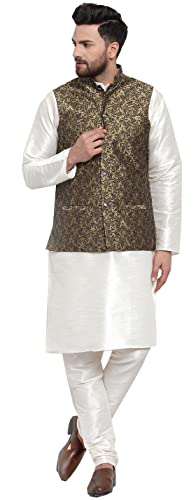 Image of Maple Clothing Men's Nehru Jacket Brocade Indian Traditional Waistcoat Wedding Guest Outfit Vest