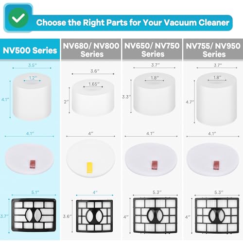 Image of NV500 Filters for Shark Rotator Pro Lift Away NV500, NV501, NV502, NV503, NV505, NV510, NV520, NV552, UV560, Replace Part # XFH500 & XFF500, 2 HEPA Filters + 4 Foam Felt Filters Kit