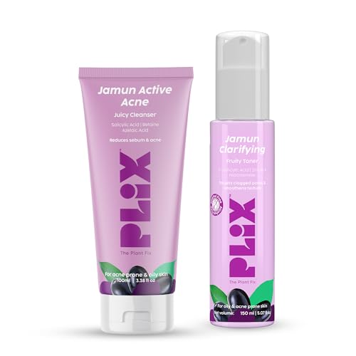 Image of PLIX - THE PLANT FIX Jamun Active Acne Regime with Toner & 0.5% w /w Salicylic Acid Cleanser to Unclog Pores & Reduce Acne