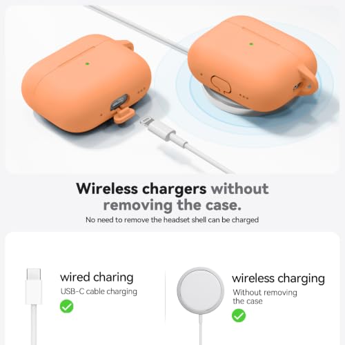 Image of Ljusmicker for AirPods Pro 3 Case 2025 with Cleaner Kit,Soft Silicone Protective Cover for Apple AirPods Pro 3rd Generation Cases for Women Men,for AirPod Pro 3 Cover with Keychain-Salmon