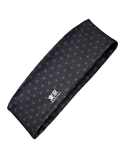 Image of Tokyo Misfit Japanese Headband Men & Women Sweat band (Asanoha-Black-Small) | Japanese patterns, Moisture wicking, Cooling headband, Breathable stretch fabric, Workout, Running, Exercise, Sports, Yoga