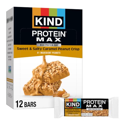 Image of KIND Protein MAX Sweet & Salty Caramel Peanut Crisp Snack Bars, Keto Friendly, 20g Protein, 12 Count