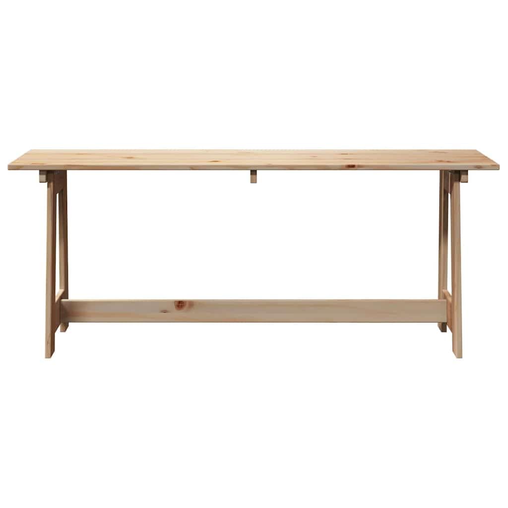 Ławka ogrodowa naturalna, 119 x 37 x 47 cm, wykonana z litego drewna sosnowego, do użytku na zewnątrz, odporna na warunki atmosferyczne, stabilne dwuosobowe siedzisko z podłokietnikami