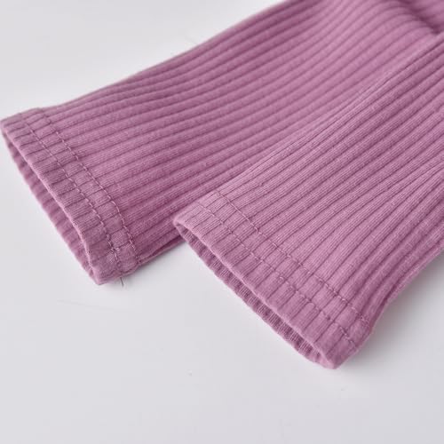 Newborn Baby Girl Clothes Set Infant Ruffled Sleeve Solid Color Bow Romper Pants Headband 3Pcs Outfits4