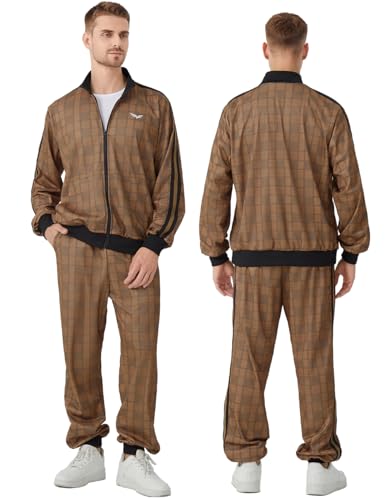 YuDanae Mens Tracksuit 2 Piece Plaid Sweatsuits Full Zip Set Men Jogger Sweat Suits Jacket Pants Jogging Outfits3