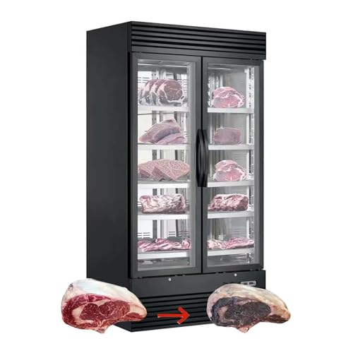 Kolice Commercial 10 Tiers Aging Beef Showcase Fridge, Beef Aged Cabinet, Dry Aging Meat Refrigerator, Beef Display Showcase, 1000L,Temperature: -5? to 10? (23? to 50?) for Hotel, Restaurant