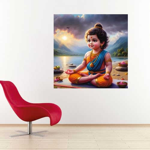 Image of Baby Krishna Exercise Wall Poster for Pooja Room, Office, Kids Room (Size- 46CM X 46CM)