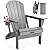 Carauci Plastic HDPE Adirondack Chair, Folding Adirondack Chair Weather Resistant with Cup Holder, Wooden Textured Fire Pit Outdoor Chair for Garden, Porch, Lawn, Backyard, Supports 380LBS, Grey