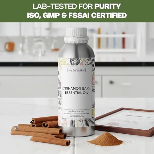 Image of VedaOils 100% Pure Cinnamon Bark Essential Oil | Natural & Undiluted Therapeutic Grade Oil for Aromatherapy, Diffuser, Massage, Skin & Hair Care | 100 ml