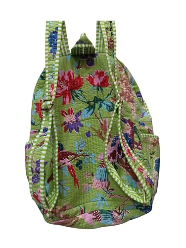 Image of Doraya Cotton Quilted Unisex Backpack Hand Block Floral Printed Design Stylish Eco-Friendly Bag for School, Travel, and Everyday Adventures