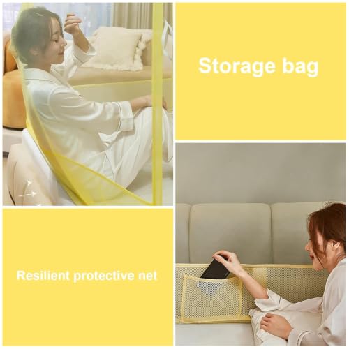 Image of Dawnwake Mosquito Net, Anti-Fall Mosquito Neting Bed for Babies /Adult /Outdoor,Portable Foldable Travel /Camping Mosquito Net Tent, Suit for Queen Size Bed (Yellow, 200 * 150cm)
