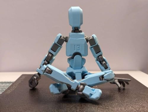 Image of VAALI Dummy 13 Action Figure Fully Assembled T13 Articulated Robot Toy with 12 Accessories (Swords Guns Extra Hands) 3D Printed Poseable Desktop Figure for Stop Motion Artists Gamers 5.4 inch (Teal Blue)