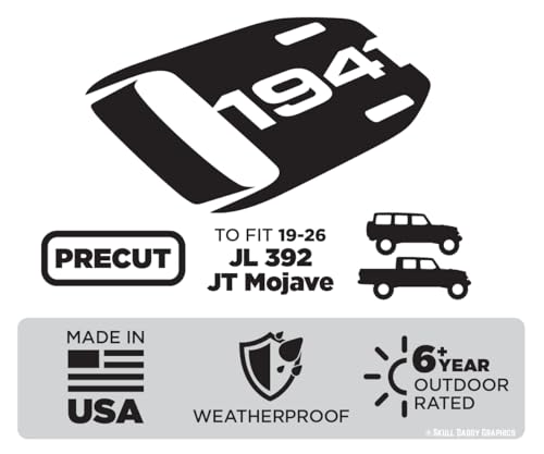 Hood Decal to fit Jeep Wrangler Gladiator Mojave 392 Rubicon JL JT 2018-2026 (1941)