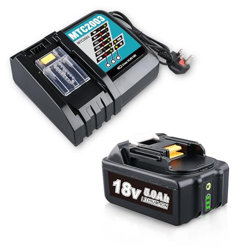 Image of 5.0Ah BL1850B Li-ion Battery with DC18RC Charger Replacement for Makita 18V Battery Compatible with Makita Battery BL1860B BL1850 BL1840 BL1830 BL1860 BL1835 Cordless Power Tools