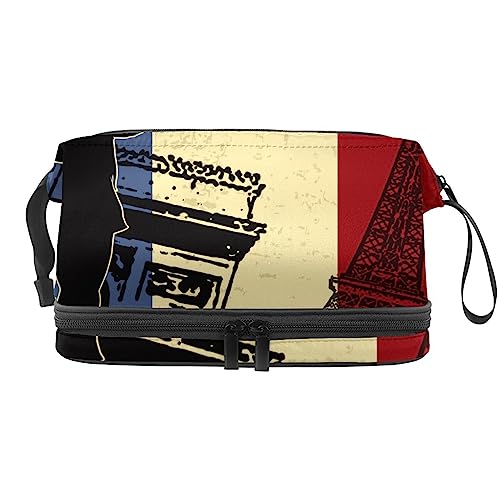 Trousse de Maquillage pour Femme Trousse cosmétique,Tour Eiffel de Paris Rouge,Sac Organisateur cosmétique Sac de Maquillage de Voyage Portable