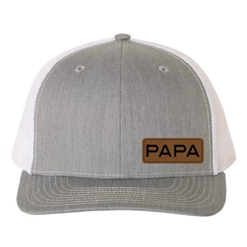 DadBod Apparel DadVibes Snapback Hat - Heather Grey/White Mesh With Brown Leather Patch, One Size - View #7