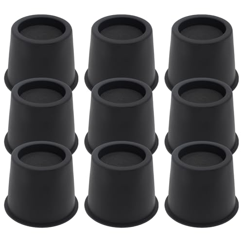 HANIHUA 9 Pack Bed Risers 4 inch Heavy Duty, Furniture Risers Table Risers Bed Lifts Risers for Sofa, Couch, Desk, Cabinet, Bed Frame Risers Supports Up to 3,600 Lbs Black