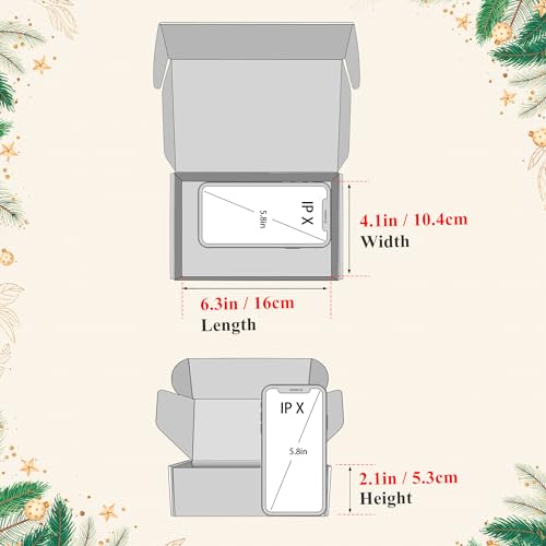 Image of 25 Pack 6x4x2 inch Small Gift Christmas Gift Box with Lid, Recyclable Corrugated Cardboard Shipping Boxes for Small Business,for Gift Packaging (6 inchx4 inchx2 inch 25 Pcs Xmas Mix Pattern)