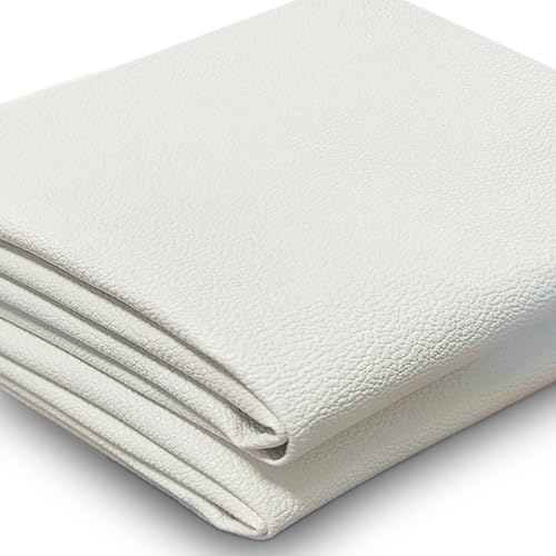 K-Musculo Tela de vinilo, tapicería de piel sintética marina, para manualidades de tapicería, costura de bricolaje, sofá, bolso, aretes, lazos para el cabello (blanco, 54 x 12 pulgadas, 1 pie)