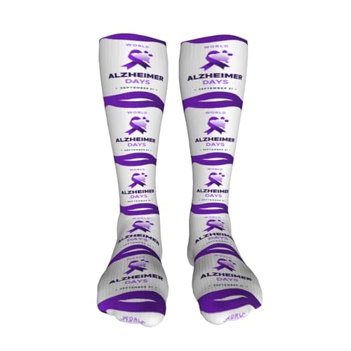 Wear Purple Alzheimer'S Awareness Socks Sport Socks For Women Men Breathable Long Socks For Running Athletic Travel, Black3