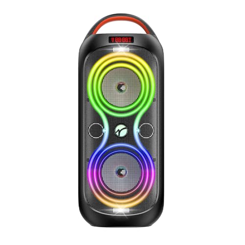 Portable Bluetooth Speaker 120dB Loud with Beat-Sync LED Lights &