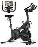 Superun Exercise Bike, Stationary Bikes for Home with Brake Pad, Low Noise Spin Bike with 300LBS Weight Capacity, Indoor Cycling for Home Gym with Pad Mount LCD Monitor and Cup Holder