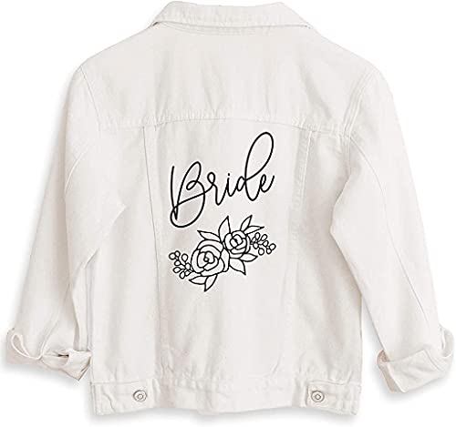 ModParty Bride Jean Jacket for Wedding White Denim Jacket Honeymoon Gift