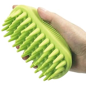 Pet Silicone Shampoo Brush for Long & Short Hair Medium Large Pets Dogs Cats,Shower Wash Curry Brush,Dog hair Products Accessories Dog Back Massage for Long & Short Hair Small Large Pets Dogs(Green)